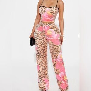 Savage Bloom Sequin Leopard Pant Set
